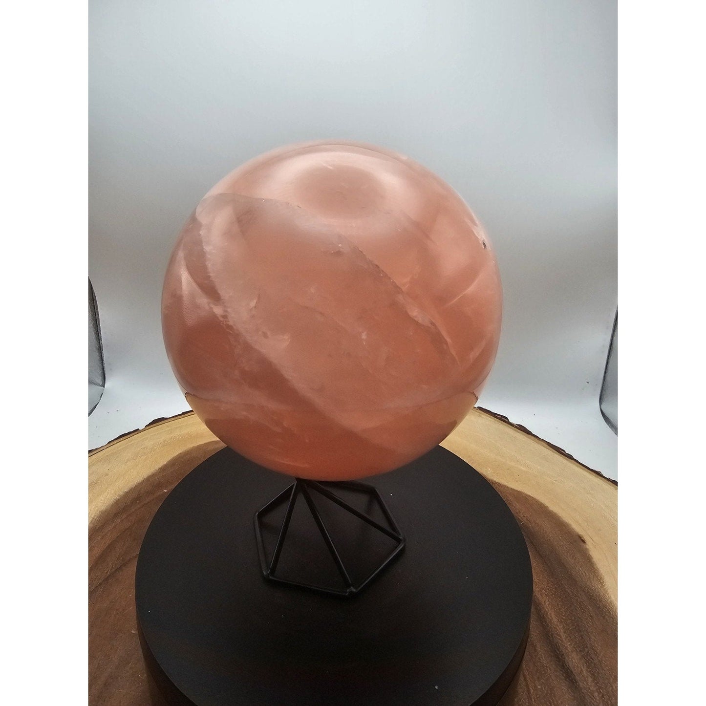 3.85lb Natural Pink Rose Quartz Crystal Sphere 98-107mm W/stand