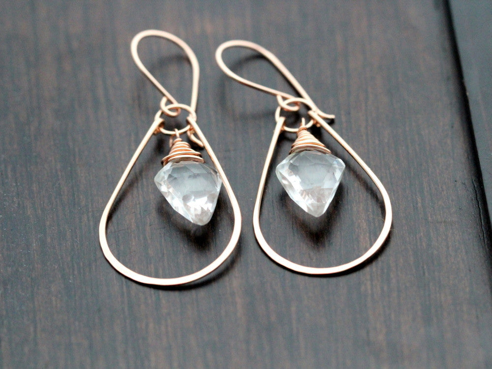 Arrow Hoop Earrings - Crystal Quartz ( As Seen On Jane the Virgin )