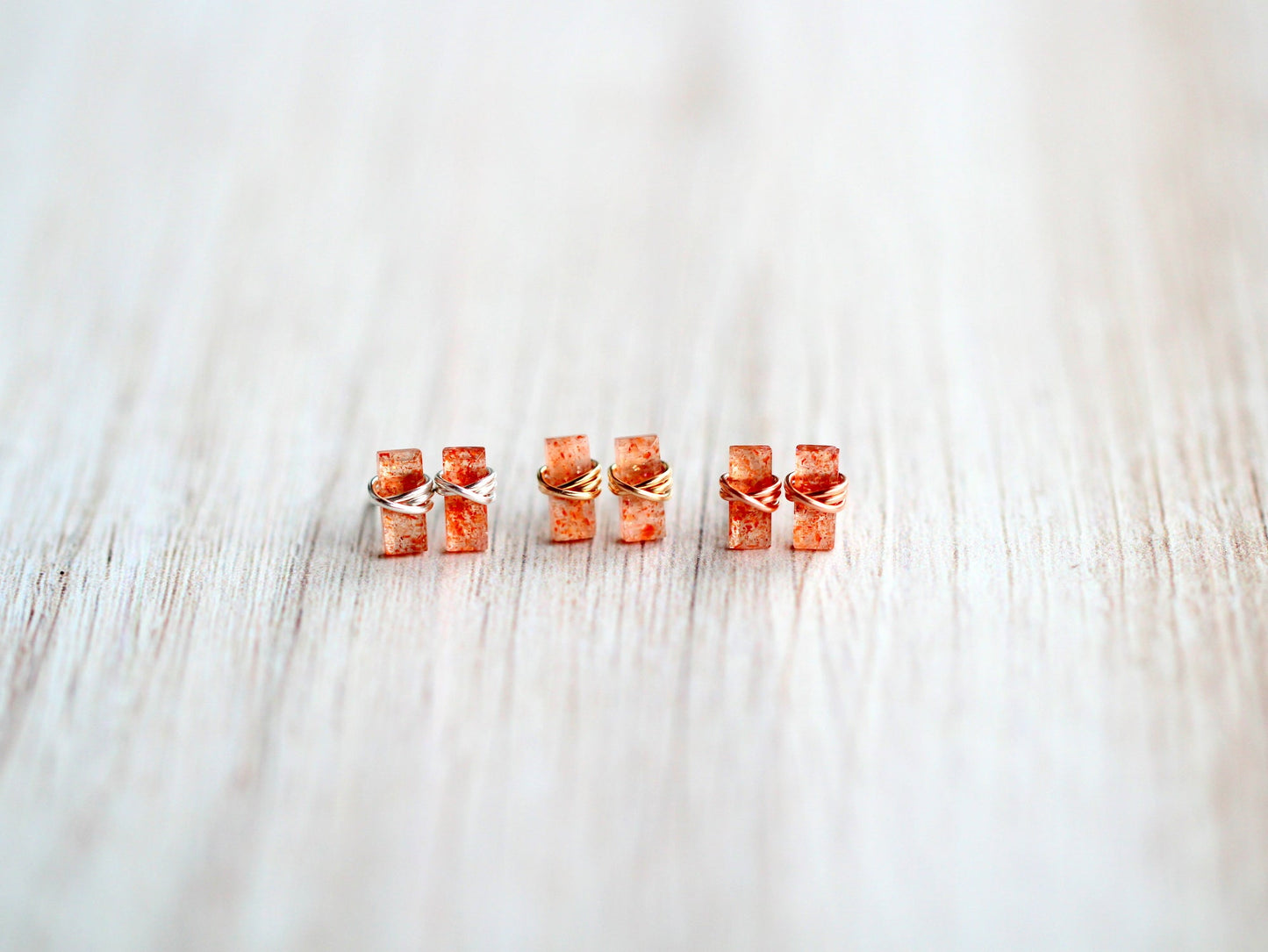 Baguette Studs - Sunstone