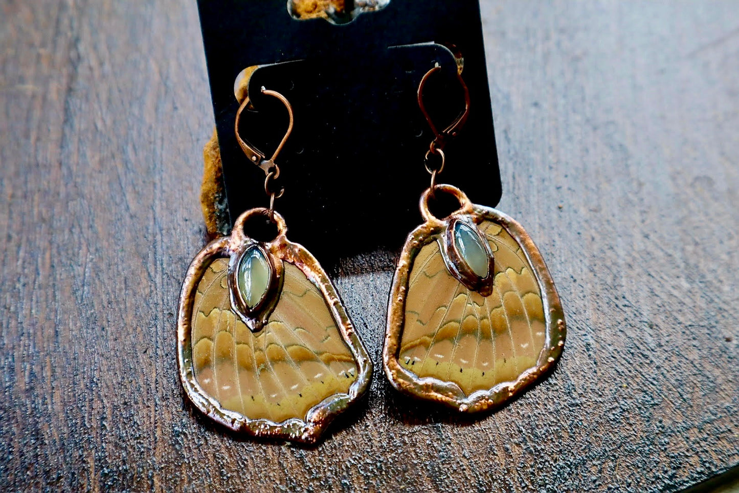 Butterfly Wing Earrings with Prehnite