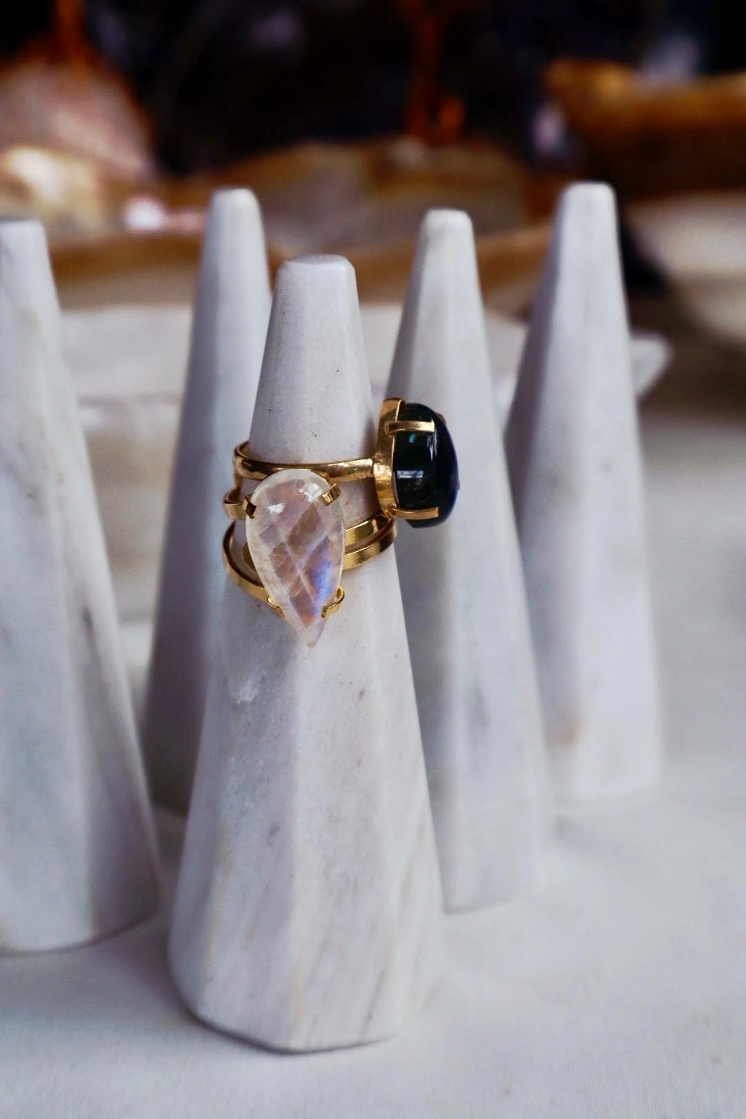 White Marble Ring Holders