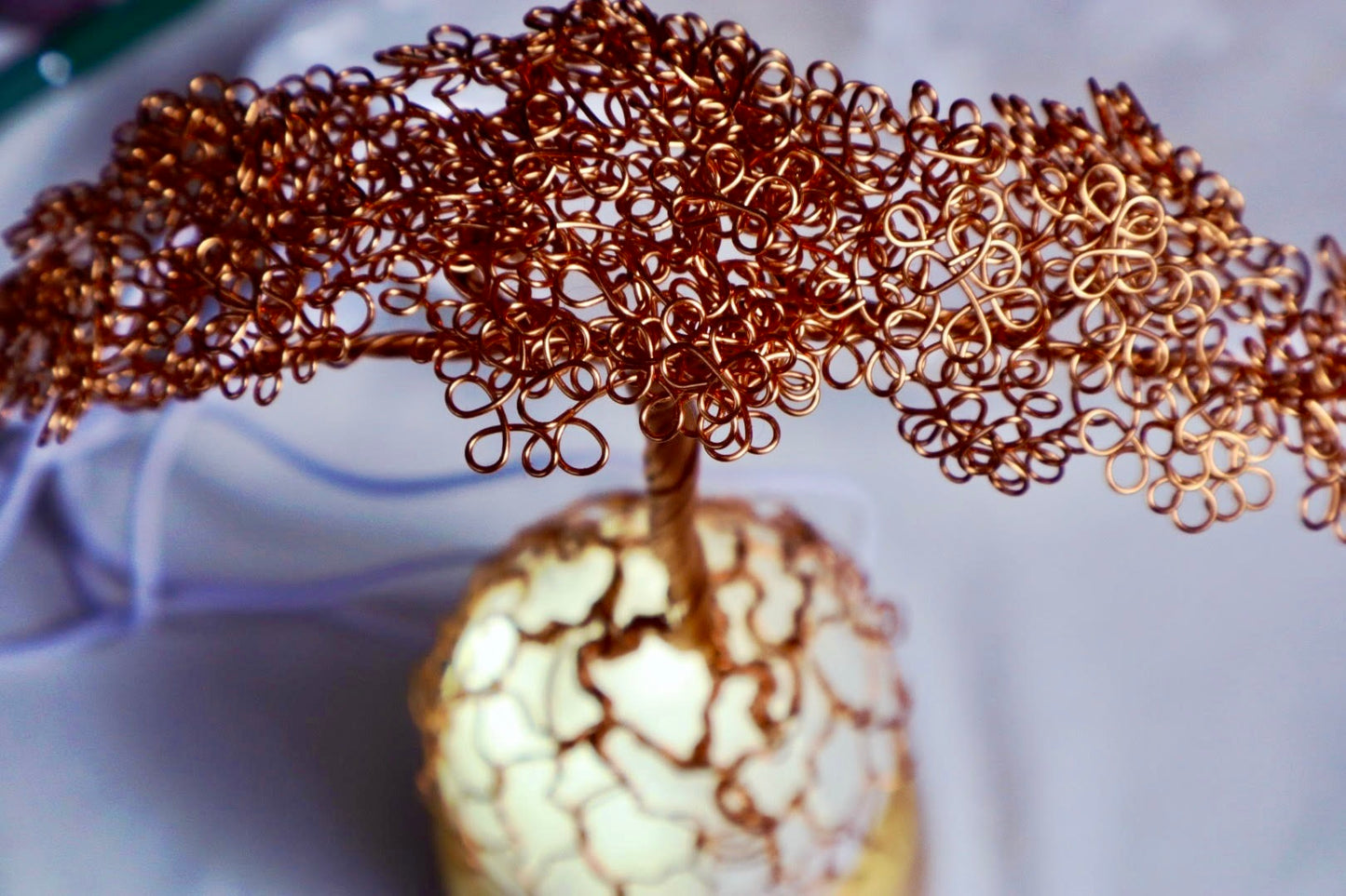 Copper Wire Tree of Life On Selenite Sphere