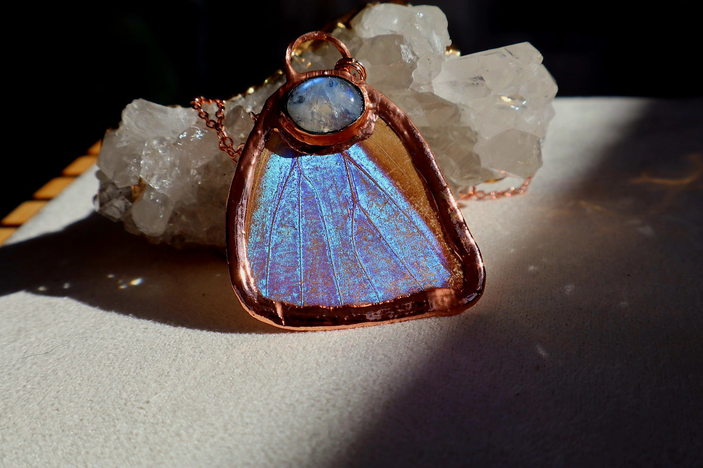 Butterfly Wing andMoonstone Necklace