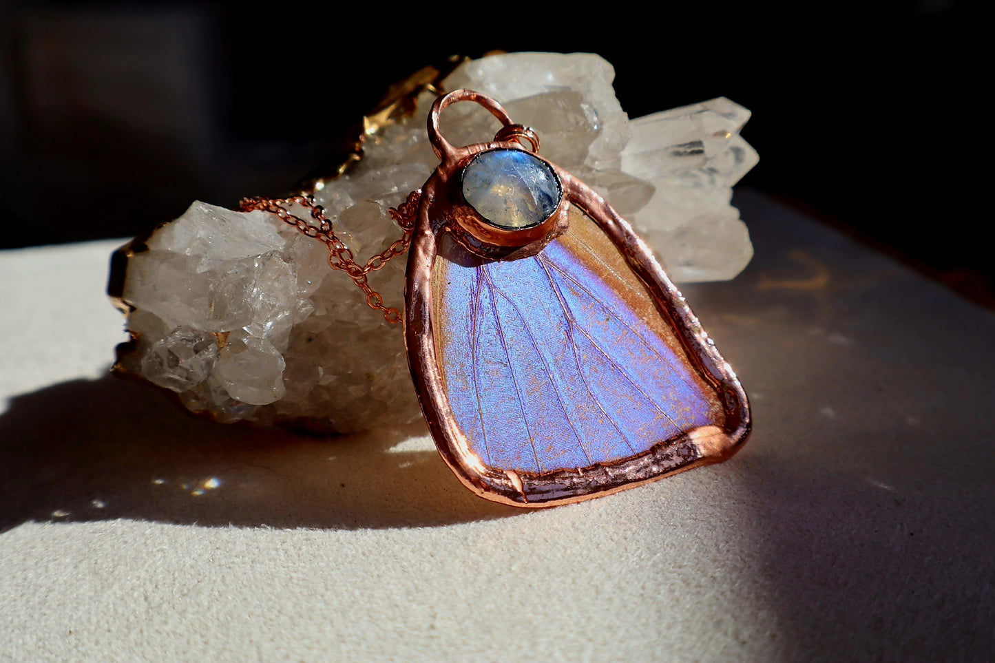 Butterfly Wing andMoonstone Necklace