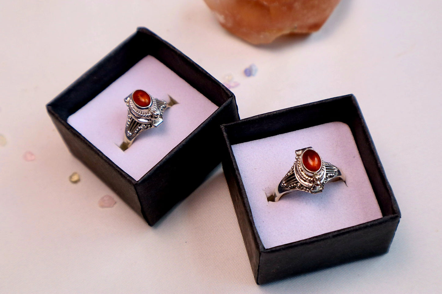 Roman Vessel Poison Rings - Sterling Silver and Gemstone(pick your fave)