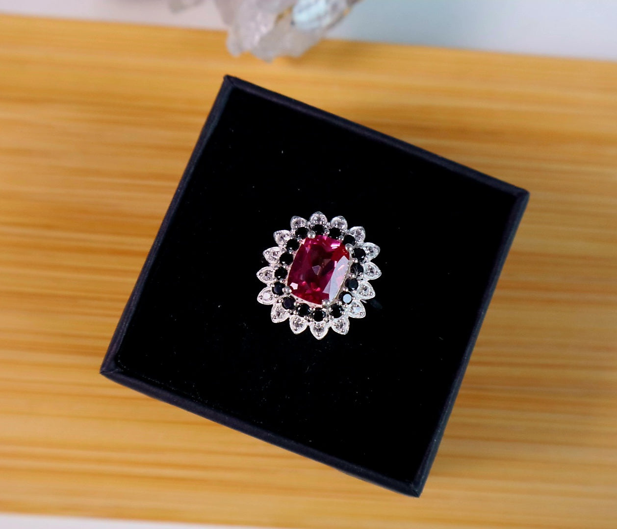 925 Silver Pink Topaz Cluster Stones CocktailRing size 10