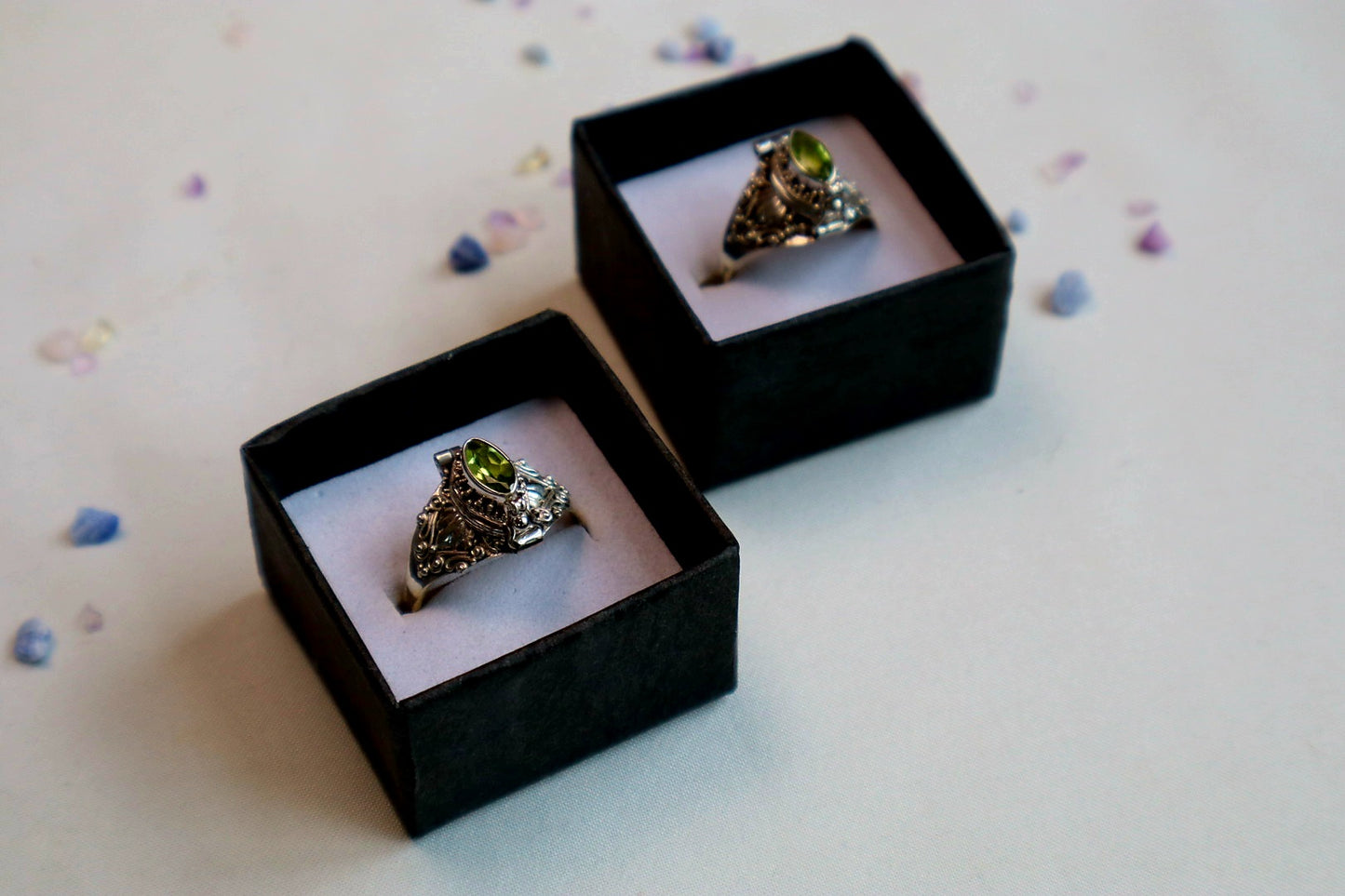 Marquise Faceted Gemstone Sterling Silver Poison Rings (pick your fave)