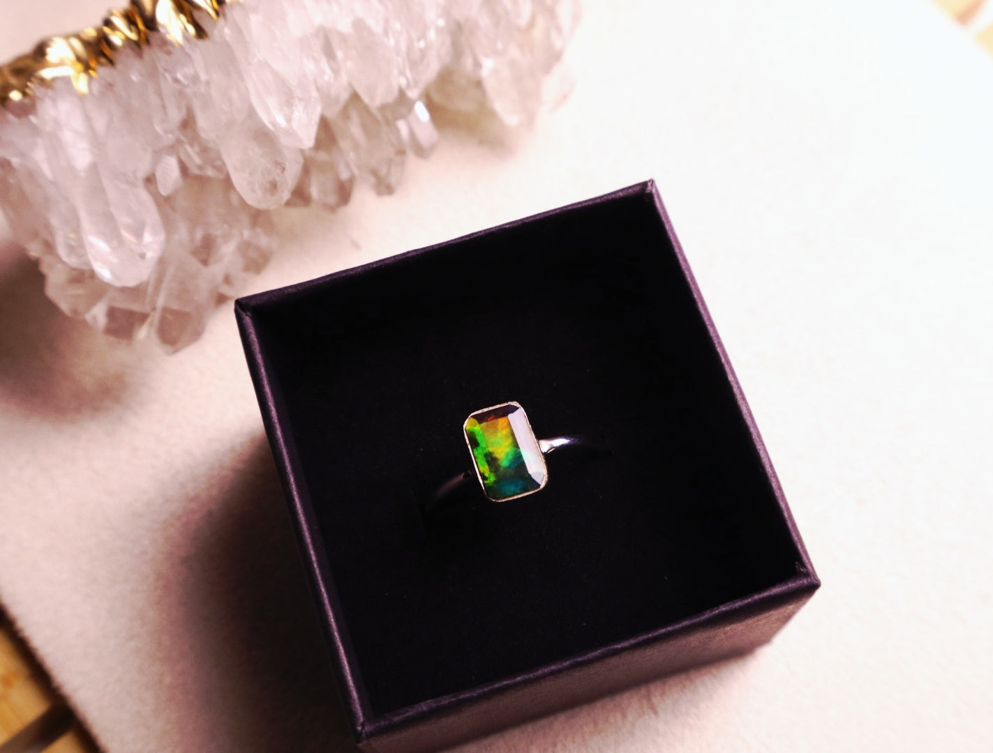 Black Opal ring size 9| 925 sterling silver