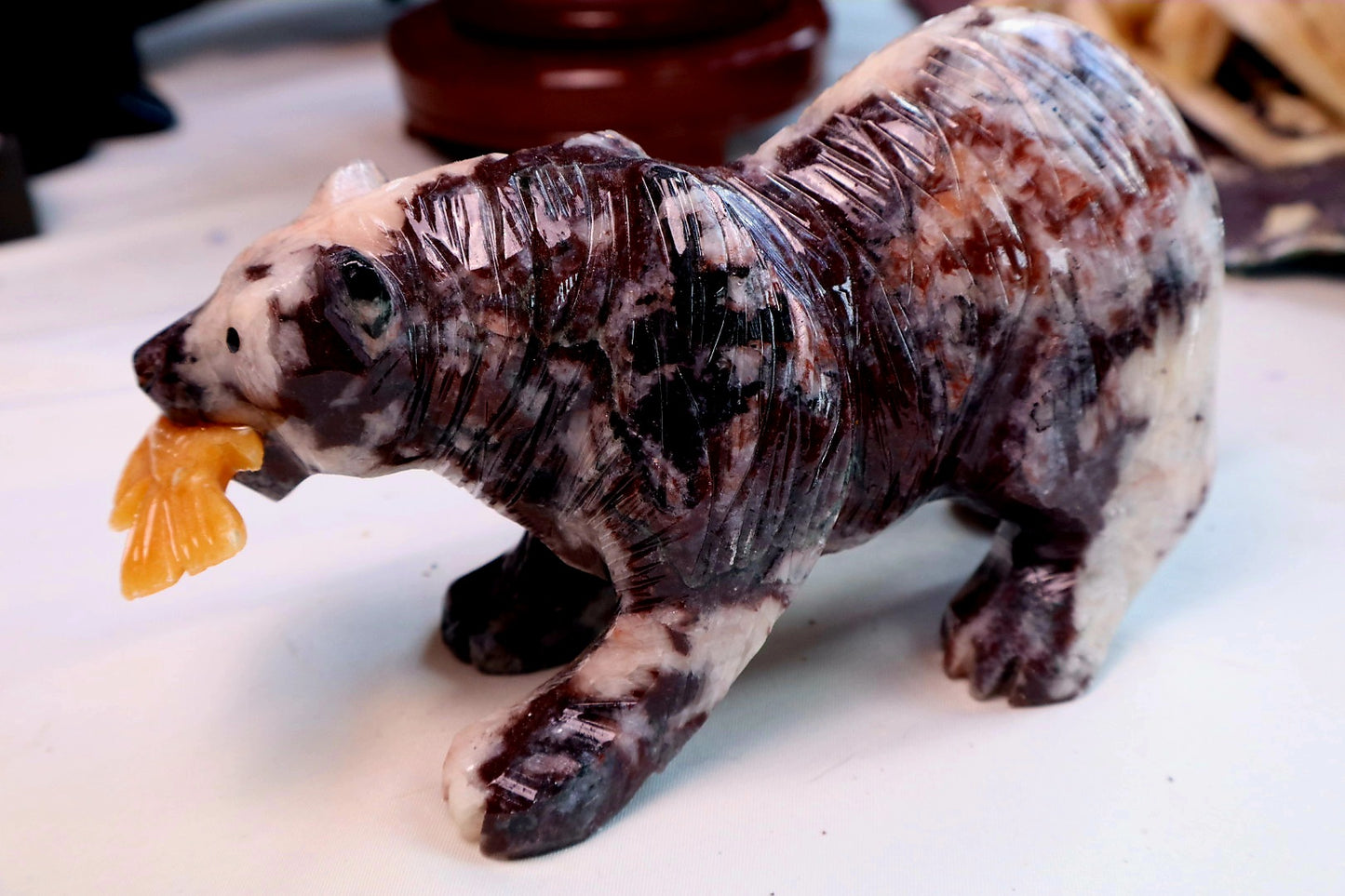 Bear with Fish Carving