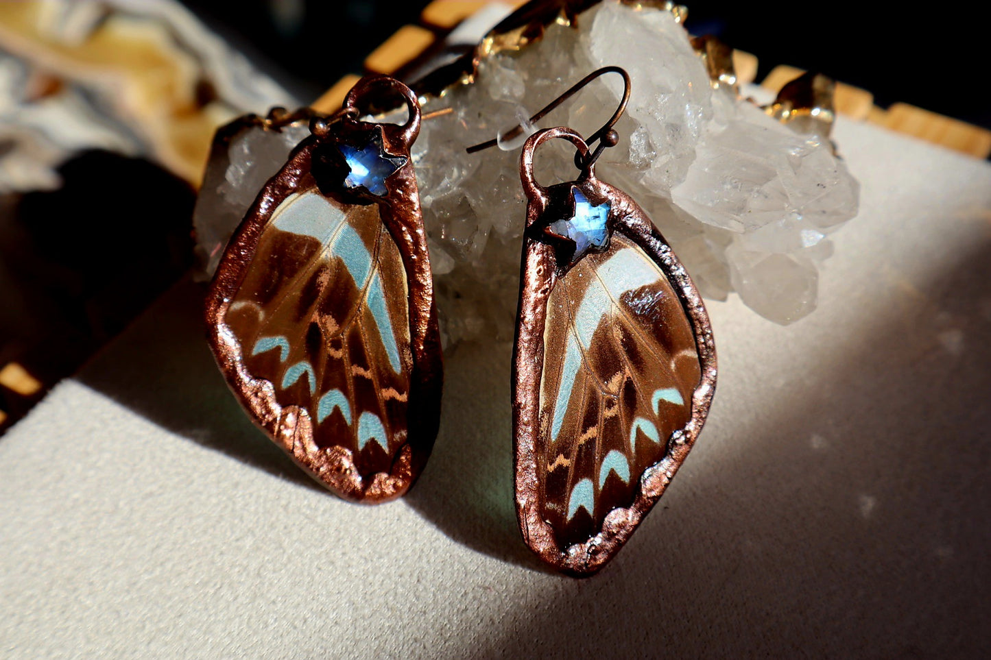 Moonstone Stars andButterfly Wing Earrings