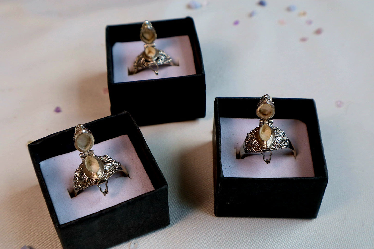 Marquise Faceted Gemstone Sterling Silver Poison Rings (pick your fave)