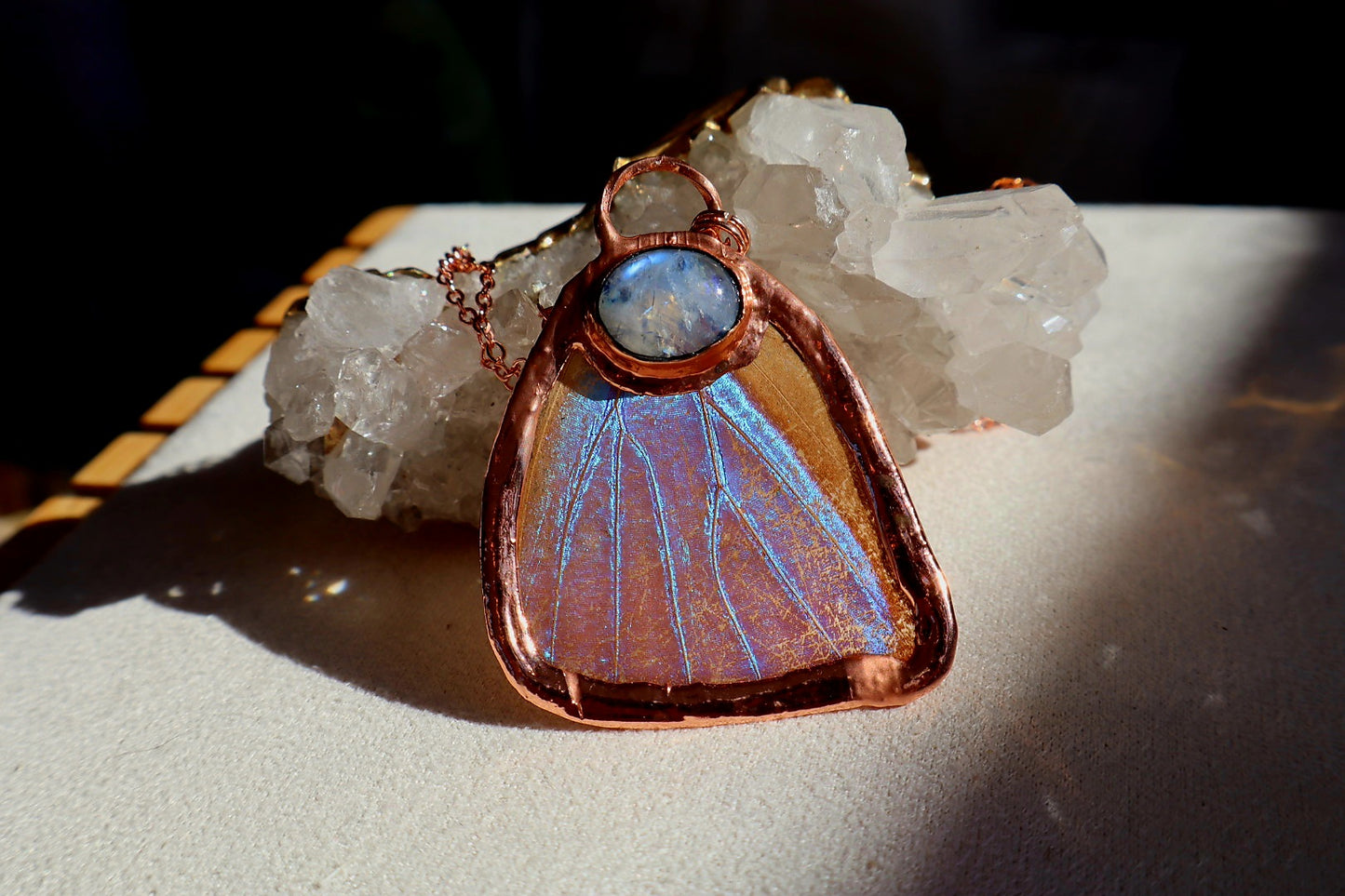Butterfly Wing andMoonstone Necklace