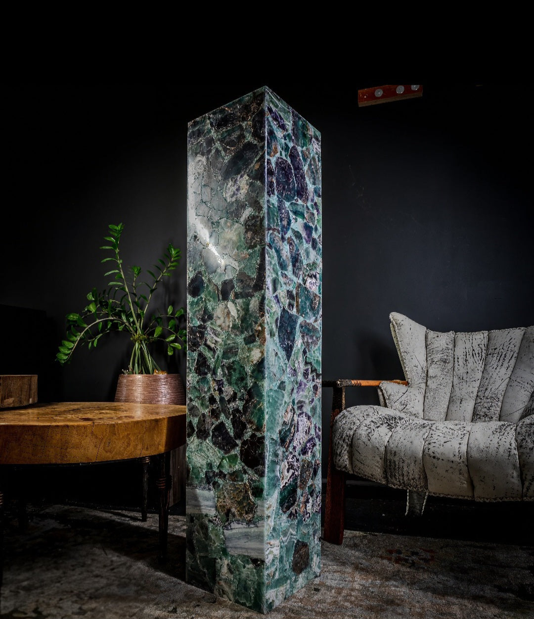 Fluorite Floor Lamp - Medium - 55"H x 11.75"W - Square - #9