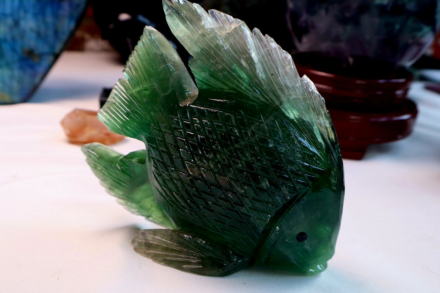 Fluorite Fish Carving/self standing