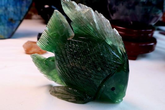 Fluorite Fish Carving/self standing