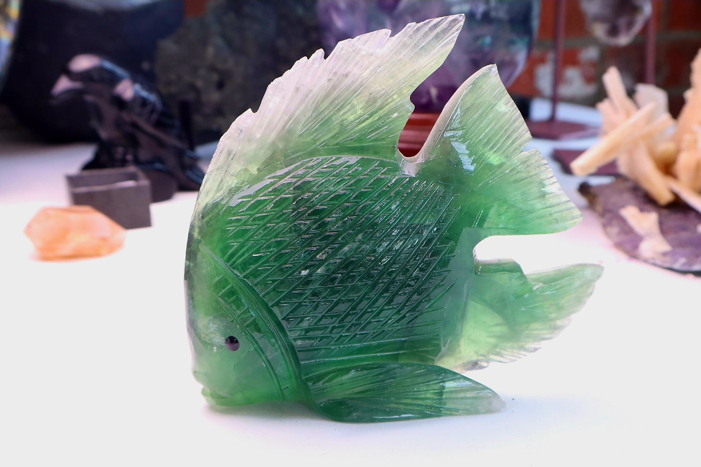 Fluorite Fish Carving/self standing