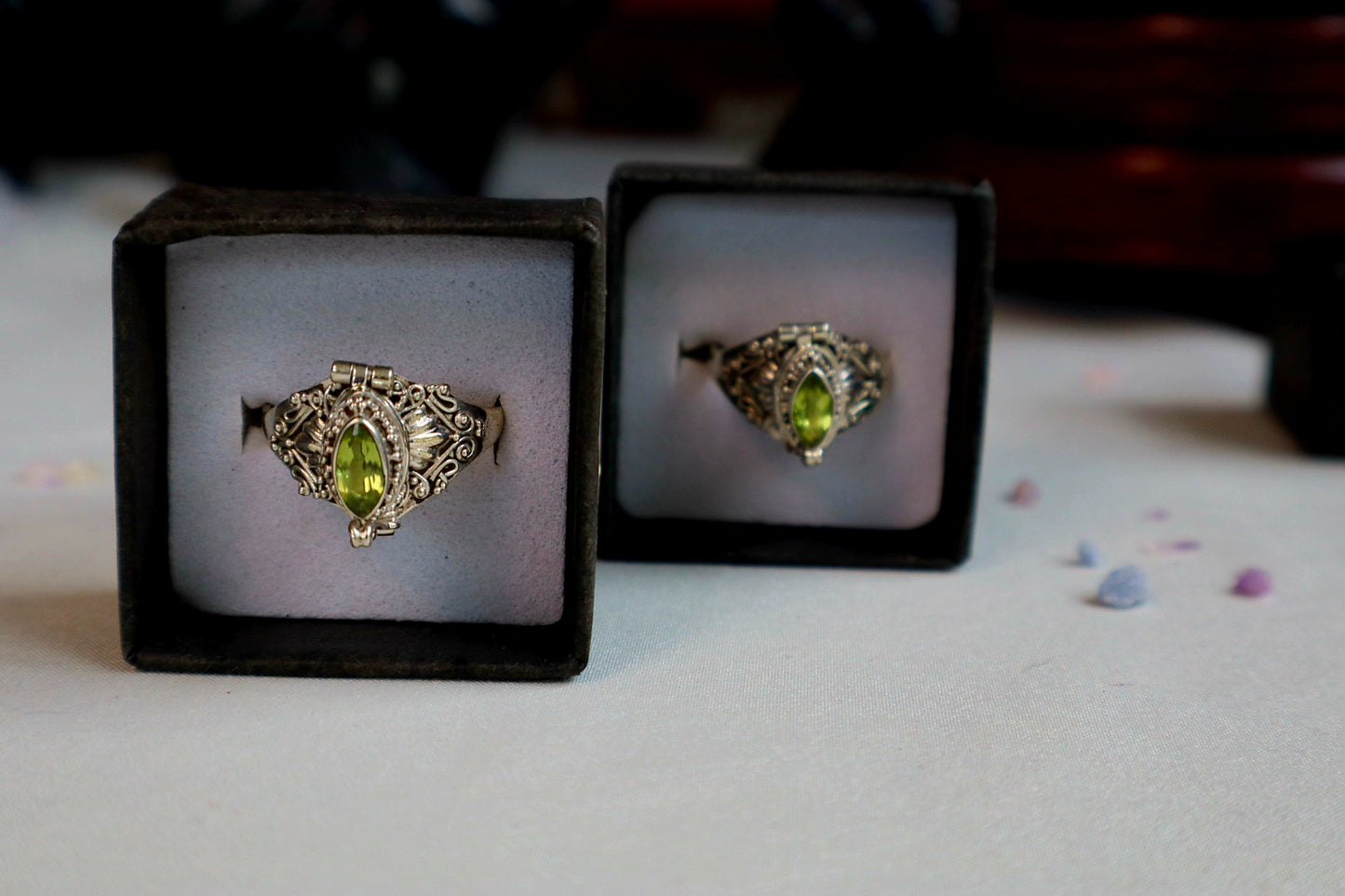 Marquise Faceted Gemstone Sterling Silver Poison Rings (pick your fave)