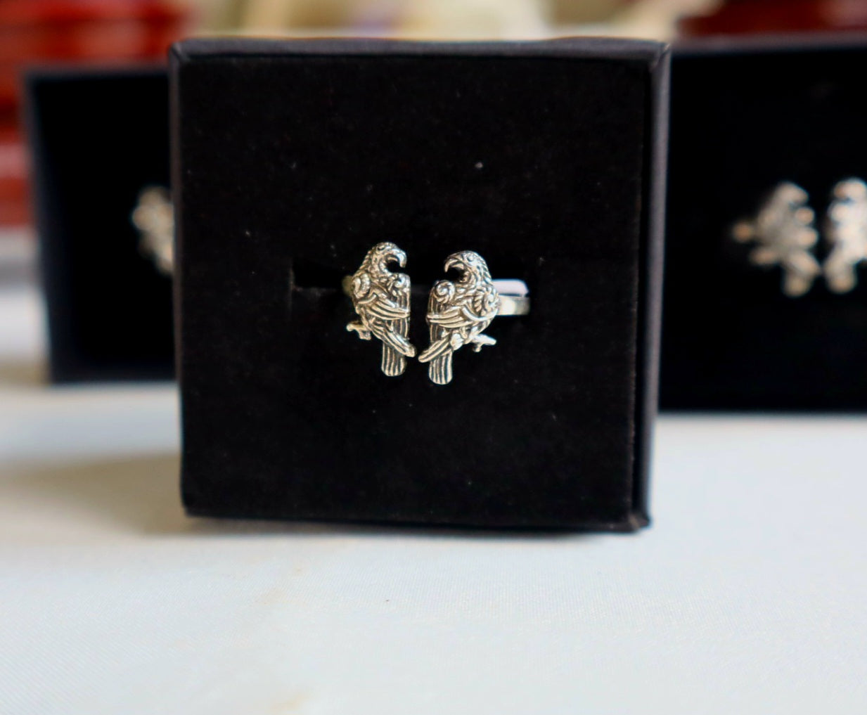 Ravens . 925 Sterling silver, Adjustable Rings.