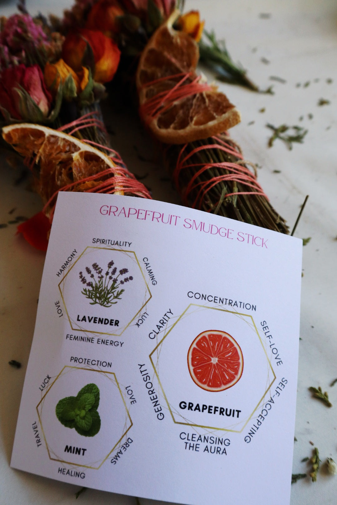Grapefruit, Mint and Lavender Smudge Stick