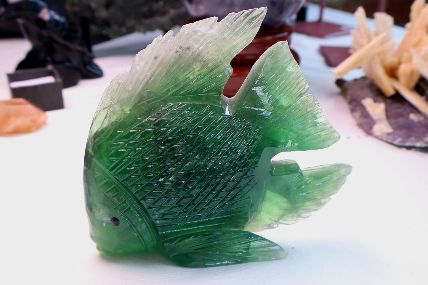 Fluorite Fish Carving/self standing