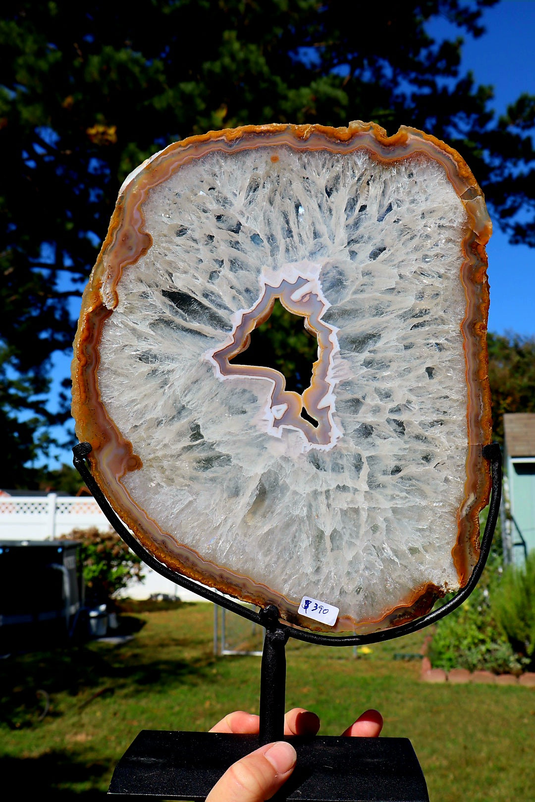 Rare color High Quality agate slab with stand.