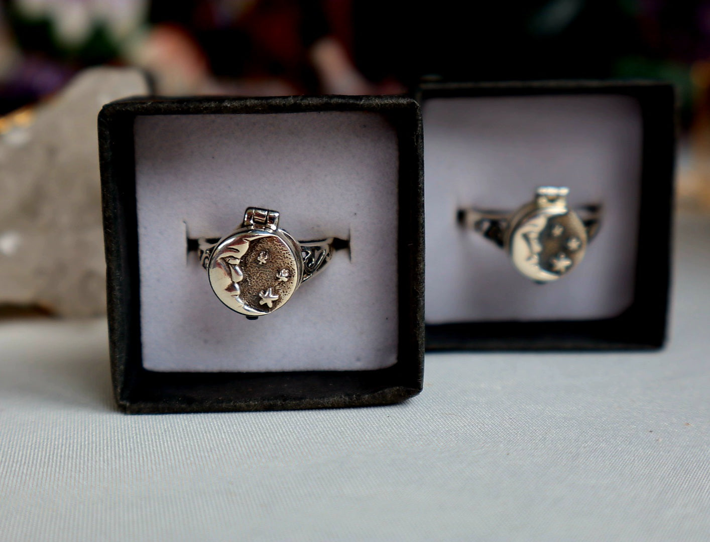 Sterling Silver Moon Star / Poison Ring