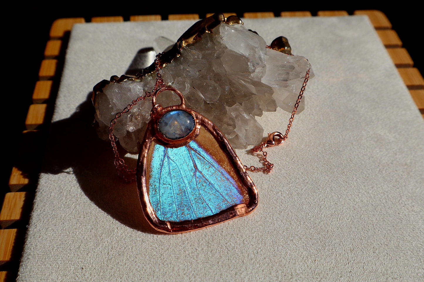 Butterfly Wing andMoonstone Necklace