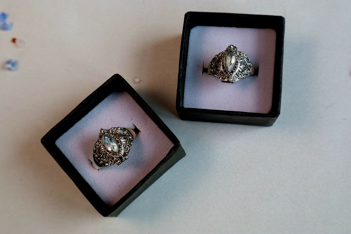 Marquise Faceted Gemstone Sterling Silver Poison Rings (pick your fave)