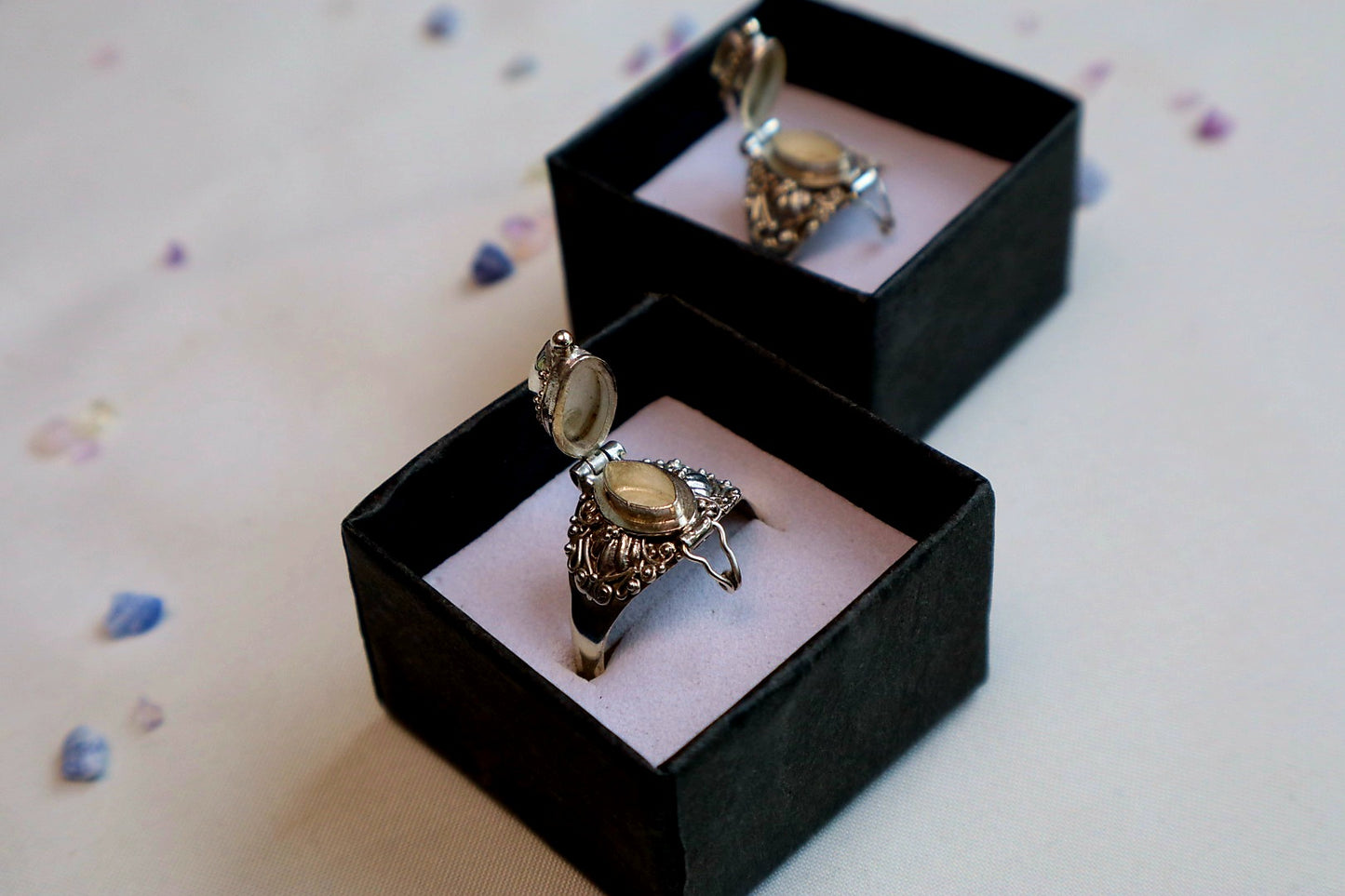 Marquise Faceted Gemstone Sterling Silver Poison Rings (pick your fave)