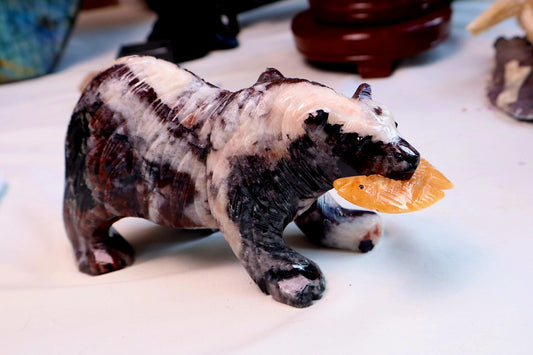 Bear with Fish Carving