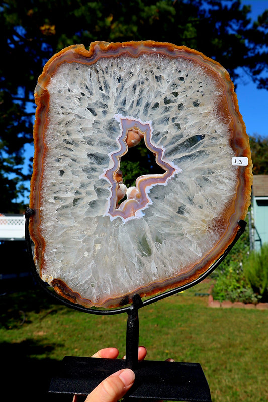 Rare color High Quality agate slab with stand.