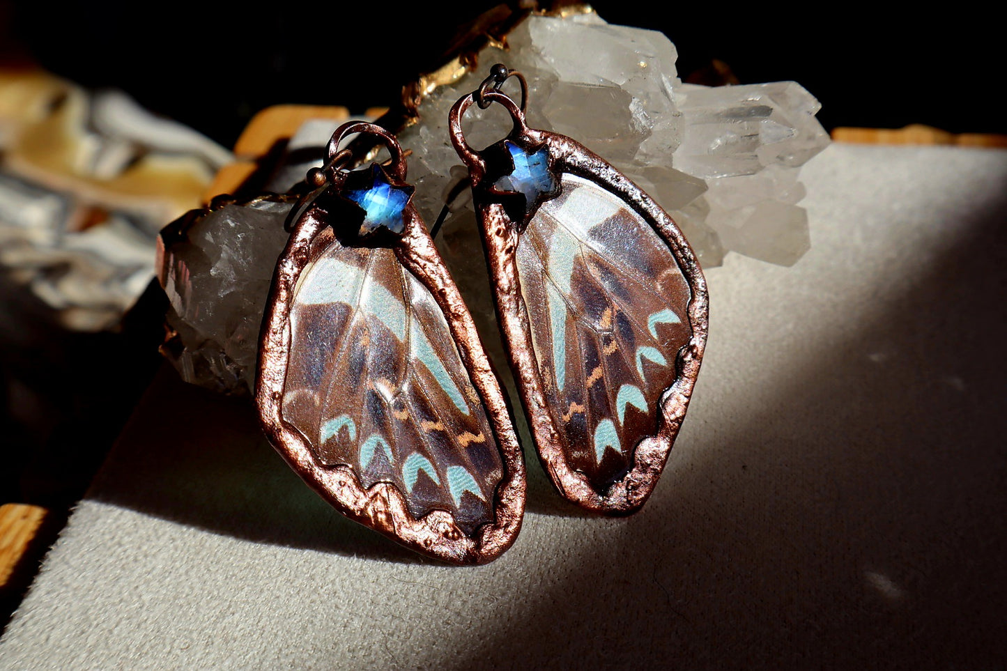 Moonstone Stars andButterfly Wing Earrings