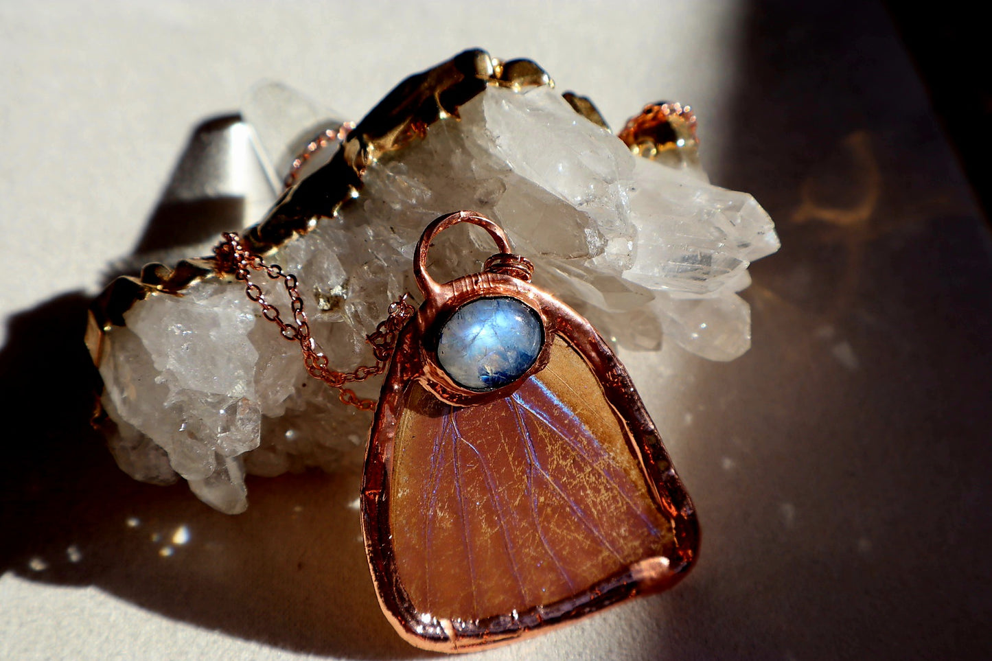 Butterfly Wing andMoonstone Necklace