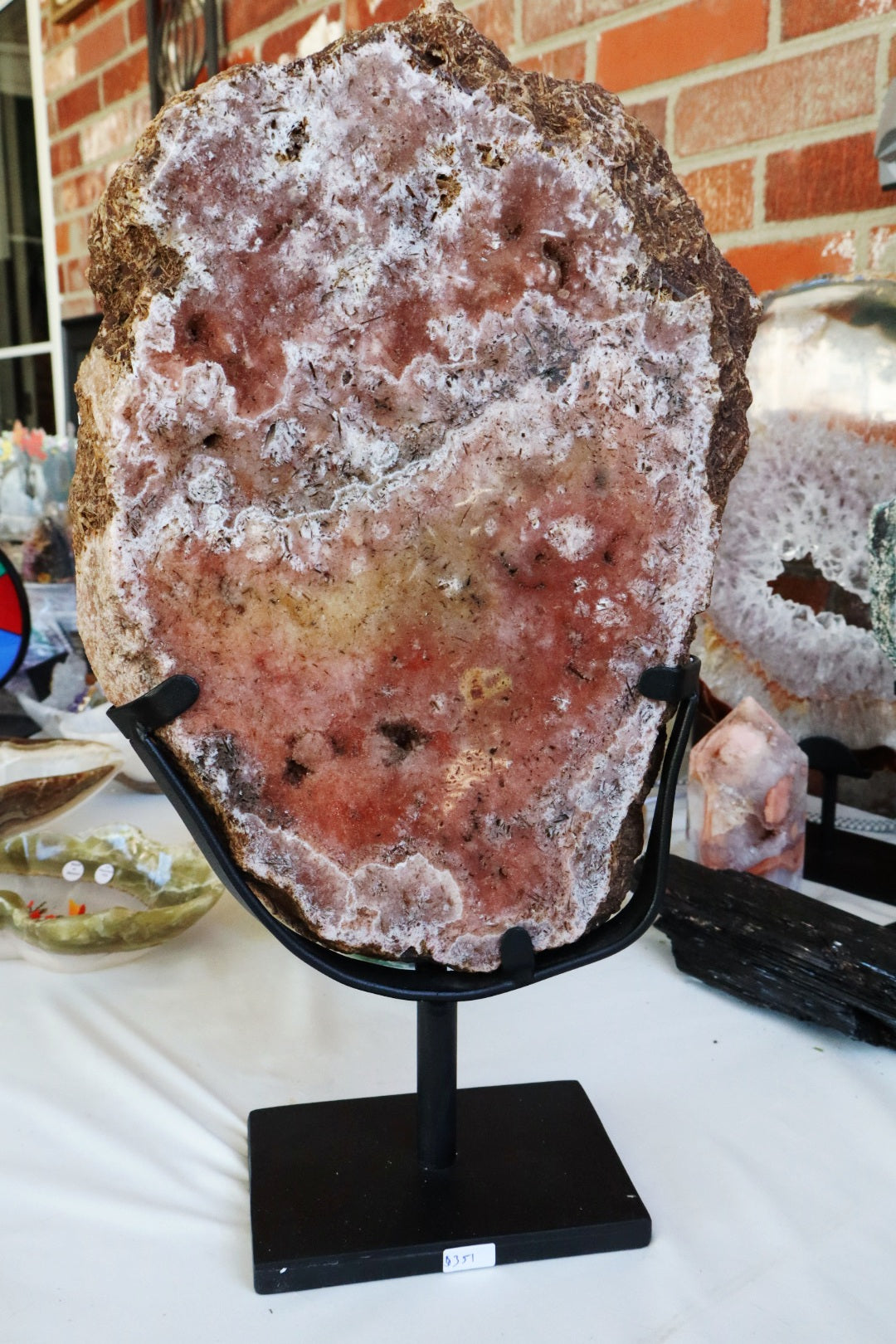 High Quality Pink Amethsyt with sunset colors on custom stand
