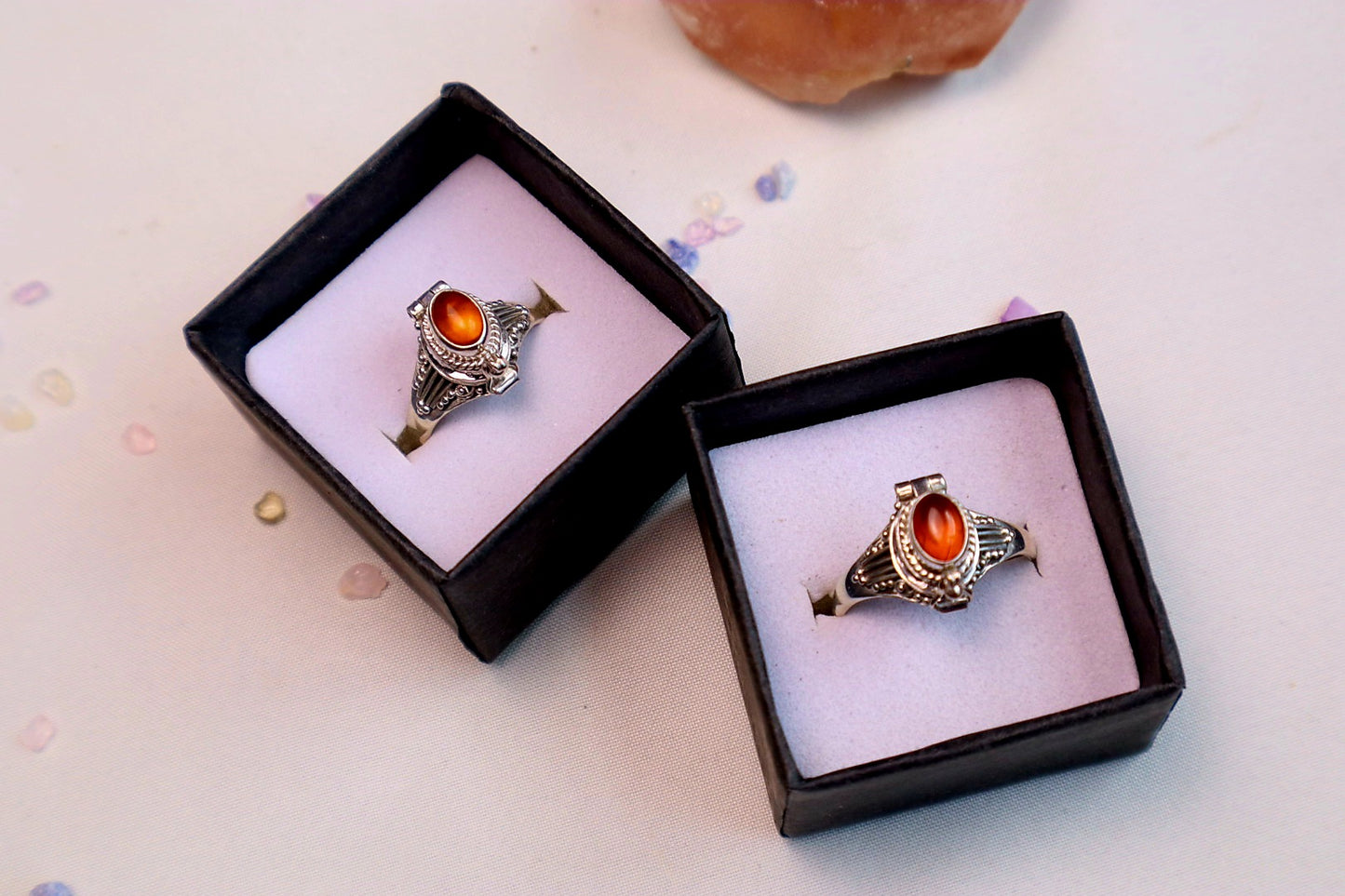 Roman Vessel Poison Rings - Sterling Silver and Gemstone(pick your fave)