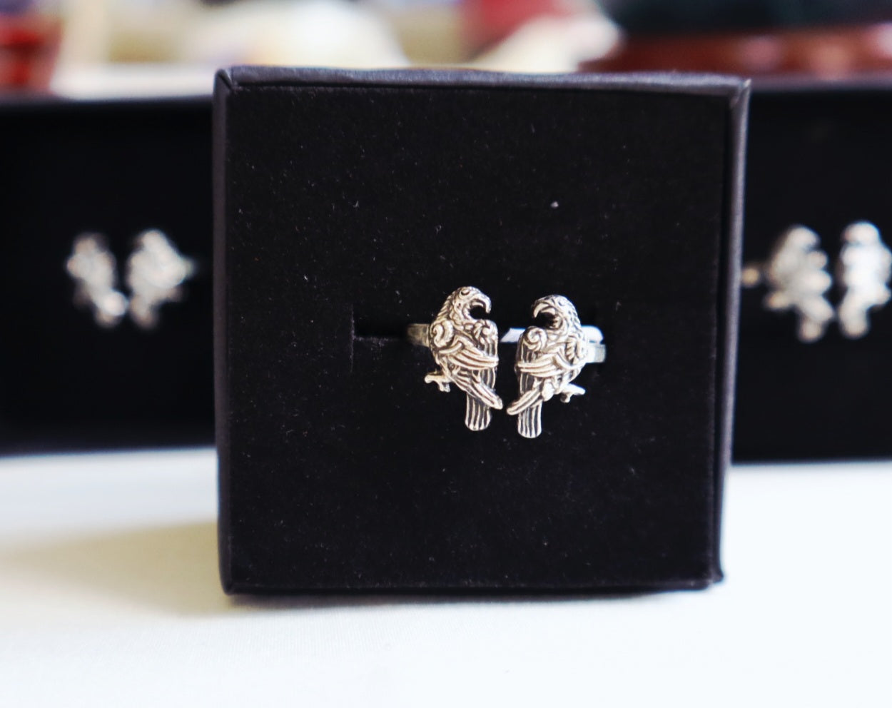 Ravens . 925 Sterling silver, Adjustable Rings.