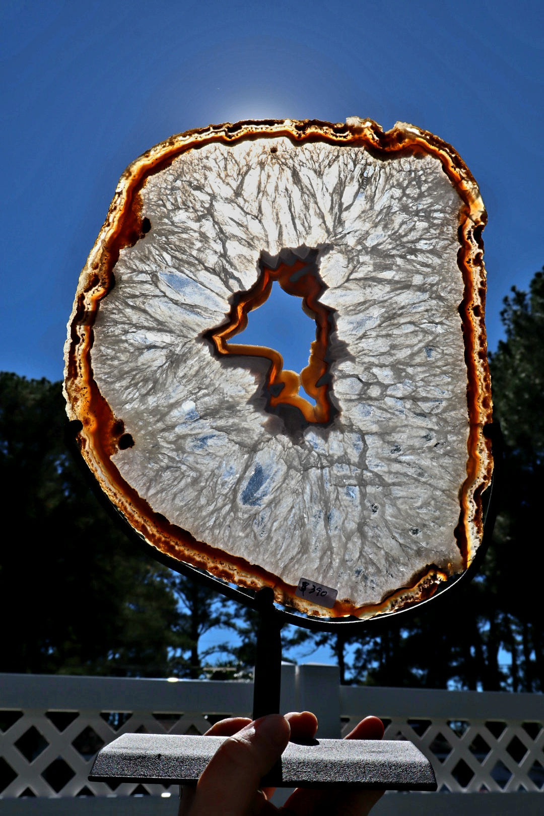 Rare color High Quality agate slab with stand.