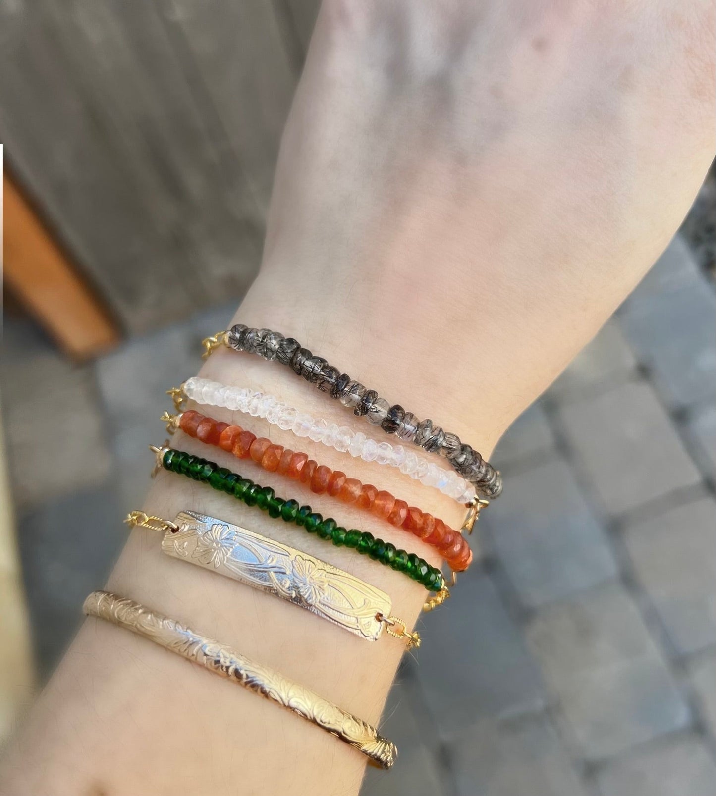 Cara Beaded Bracelet - Rutilated Quartz