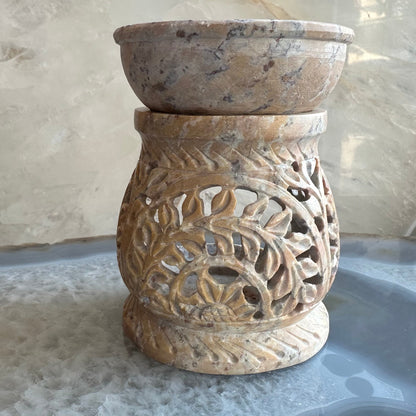 Carved Soapstone Essential Oil Burner 3"
