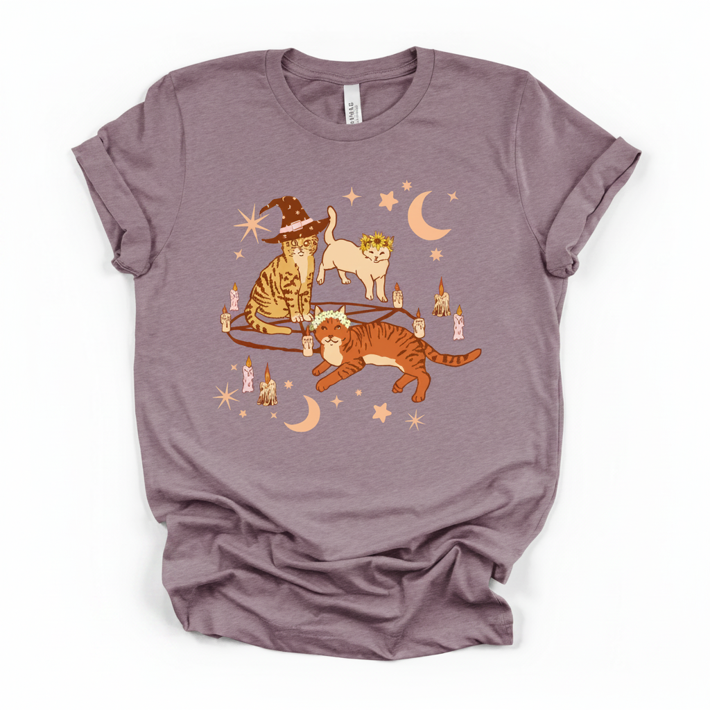 Cat Coven Cat Witch Tee | Witchy Cat Lover Graphic T-Shirt
