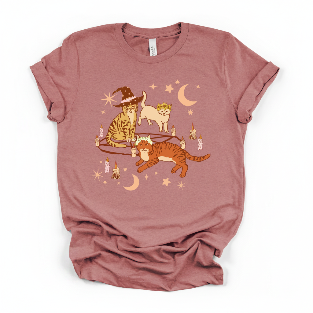Cat Coven Cat Witch Tee | Witchy Cat Lover Graphic T-Shirt