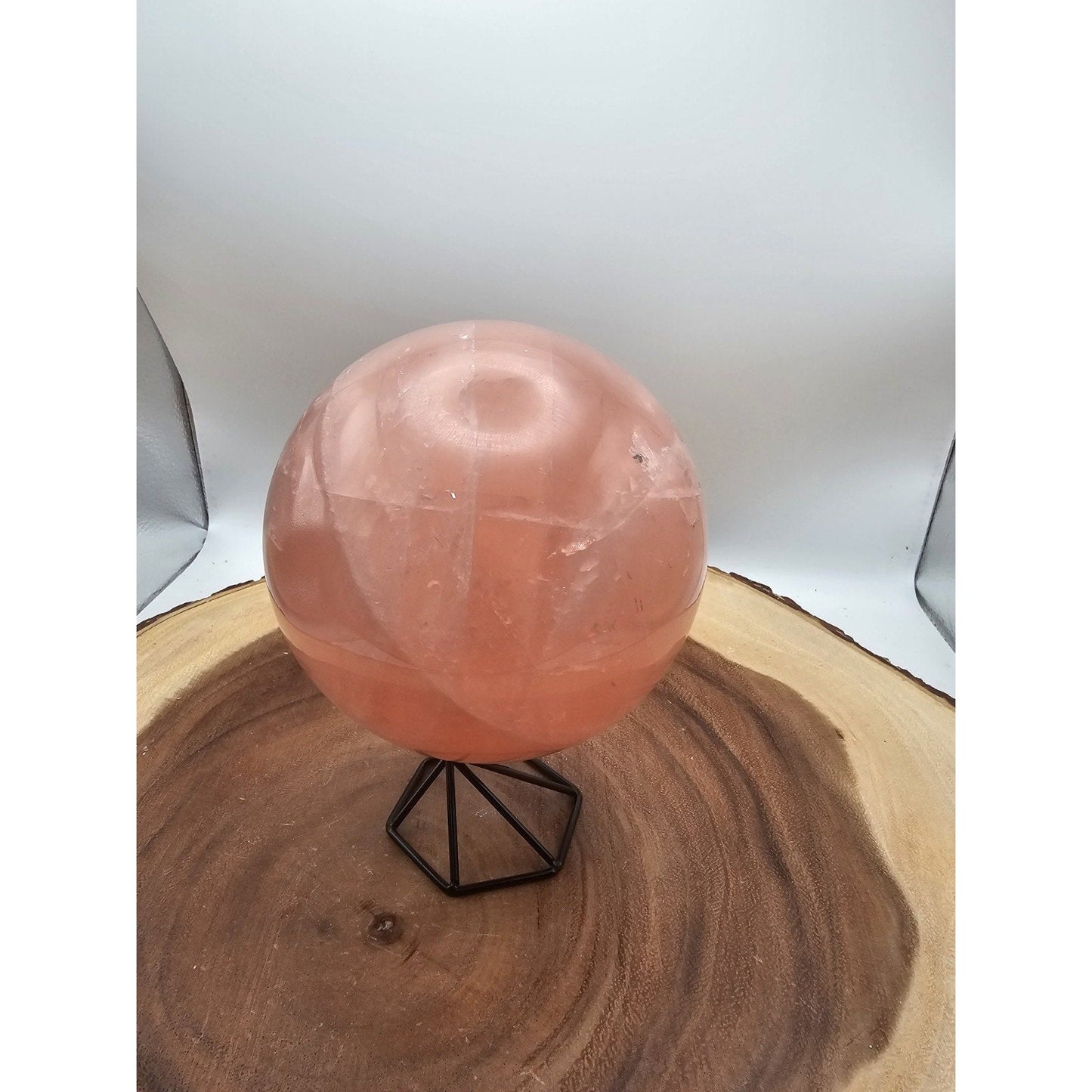 3.85lb Natural Pink Rose Quartz Crystal Sphere 98-107mm W/stand