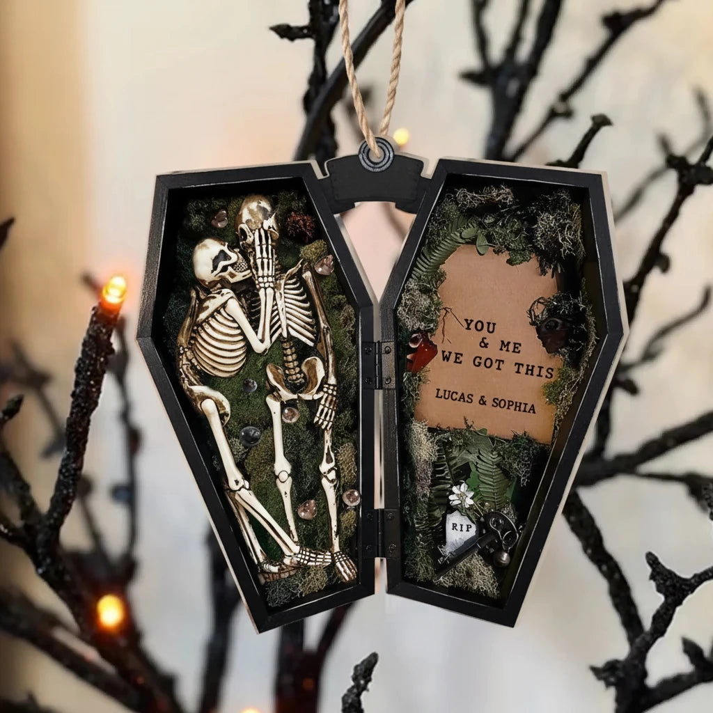 Personalized Skull Couple Acrylic Ornament - Gift Idea For Couple/Husband And Wife - Love Never Dies