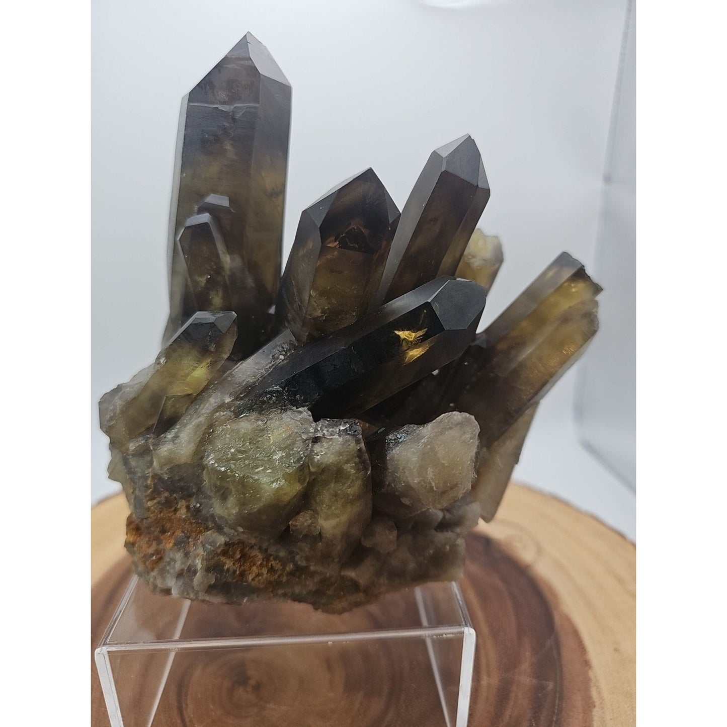 2.77LB Top rare natural beautiful black quartz crystal cluster mineral sample -