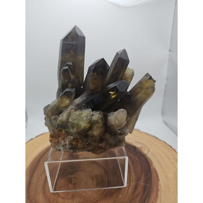 2.77LB Top rare natural beautiful black quartz crystal cluster mineral sample -