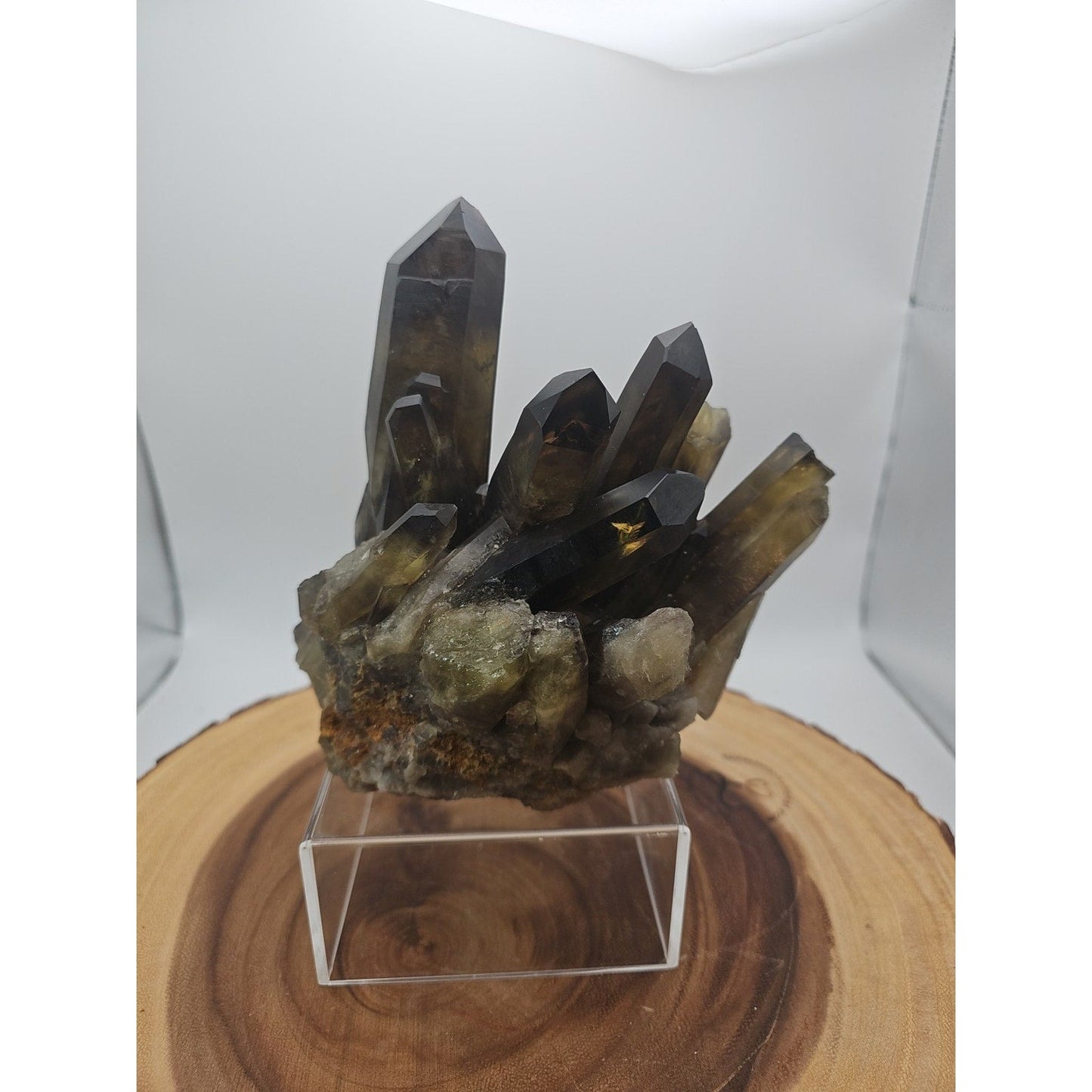 2.77LB Top rare natural beautiful black quartz crystal cluster mineral sample -