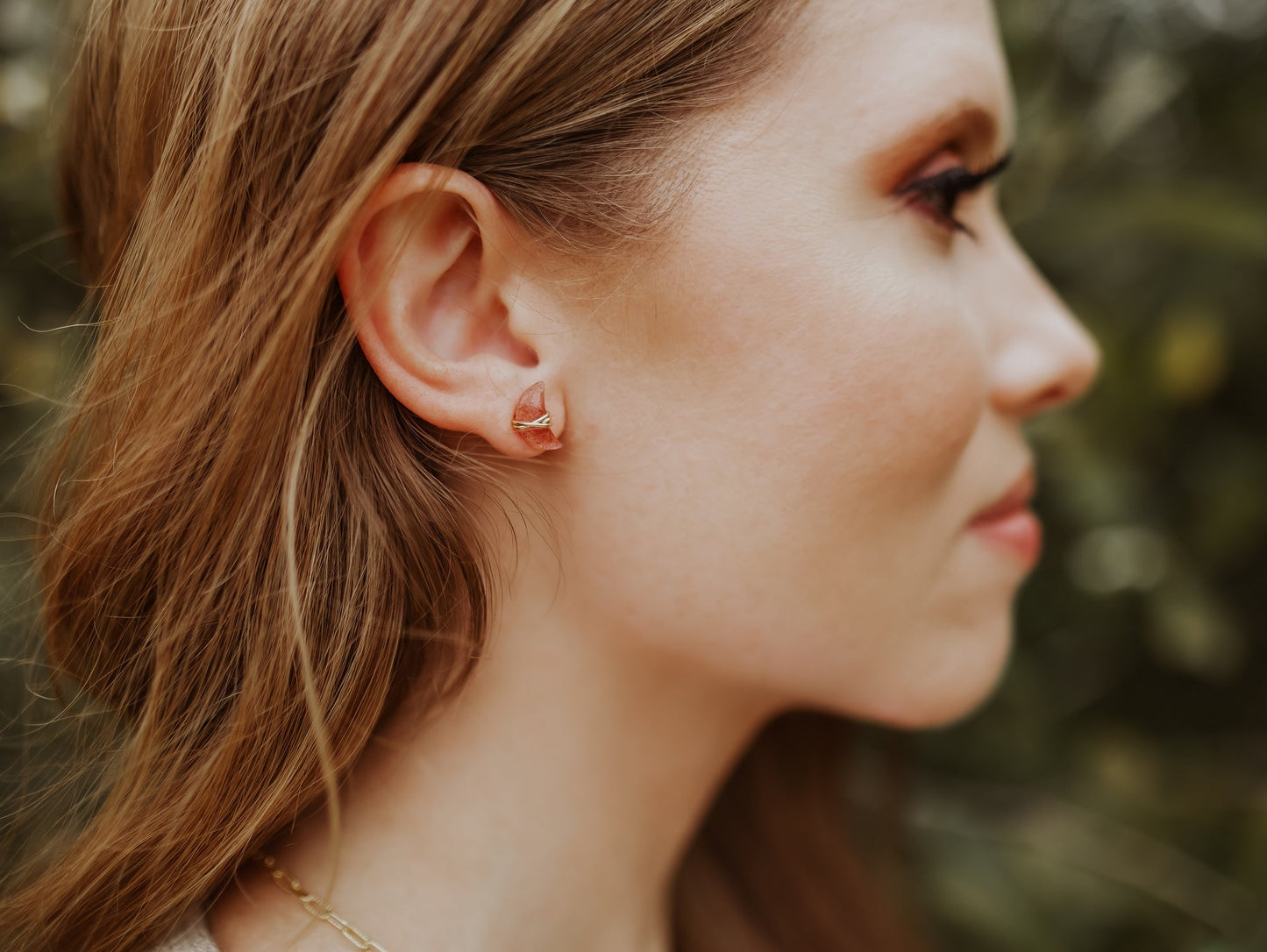 Moonbeam & Stardust Studs - Strawberry Quartz