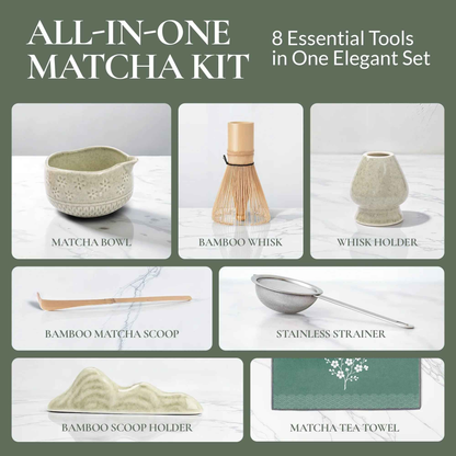 Matcha Whisk Set — Bamboo Chasen + Ceramic Chawan Gift Set