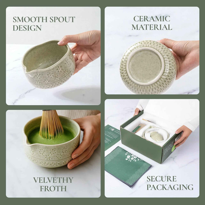 Matcha Whisk Set — Bamboo Chasen + Ceramic Chawan Gift Set