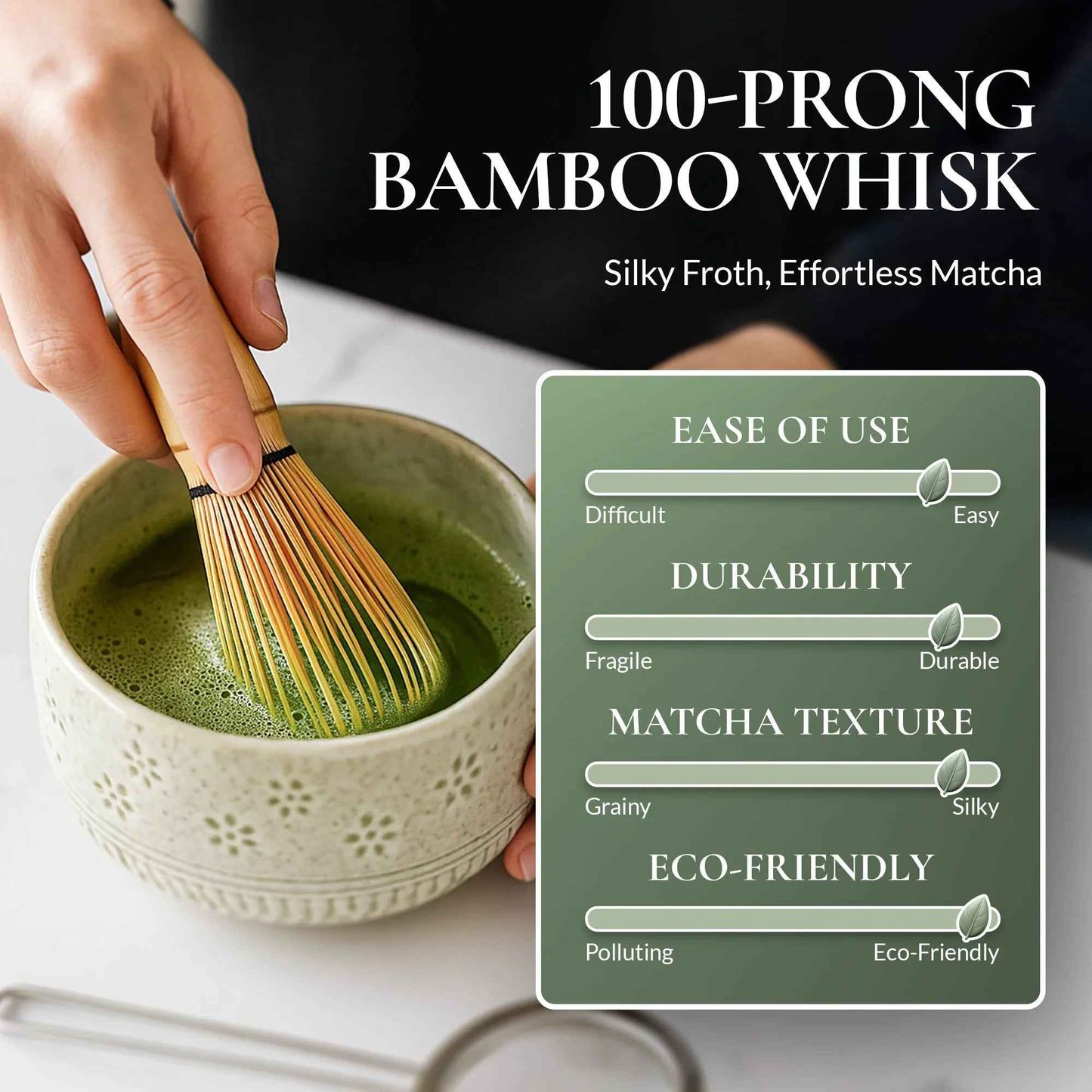 Matcha Whisk Set — Bamboo Chasen + Ceramic Chawan Gift Set